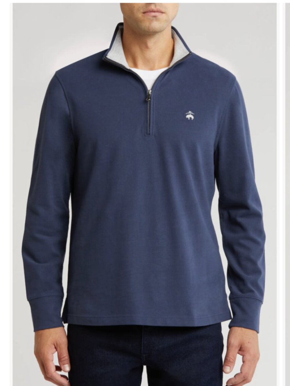 Brooks Brothers Men's Size XXL Blue Cotton Jersey Half Zip Pullover Sweater